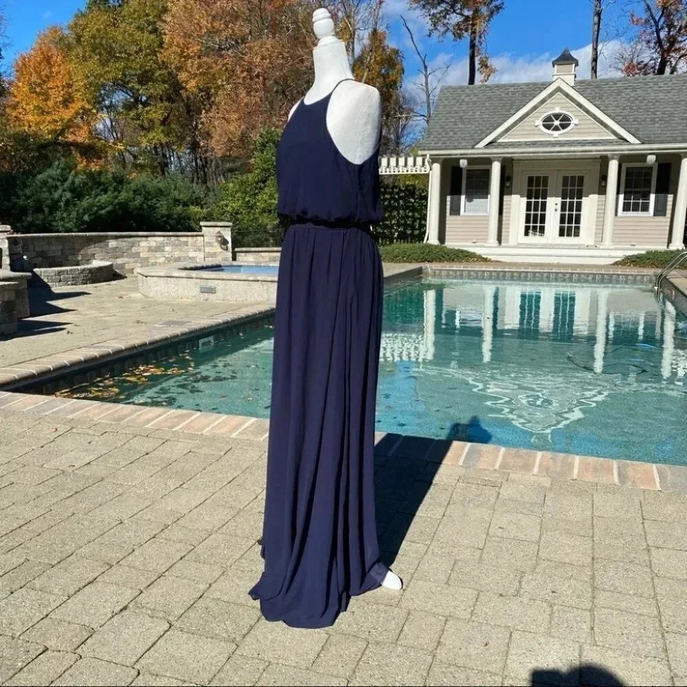 NWT BHLDN Cocktail High-Neck Cocktail Maxi Dress  Cayenne Navy Blue  Medium - Picture 8 of 12